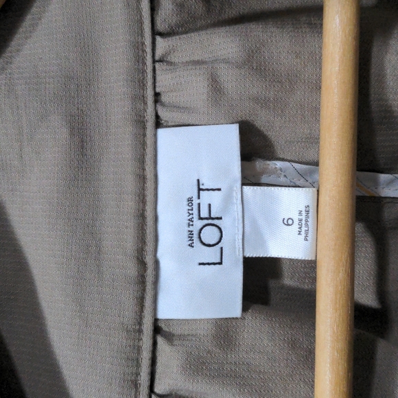 LOFT Women's Tie Waist Rolled Sleeve Button Jacket Casual Blazer Size 6 Brown - Picture 4 of 10